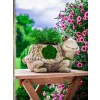 Dekorácia MagicHome, Korytnačka s kvetináčom, keramika, prírodná, 38x29,5x25 cm