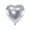 Fóliový balón srdce strieborné - Svadba - Valentín - 60 cm