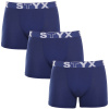 3PACK pánske boxerky Styx dlhé športová guma modré (3U968) XXL