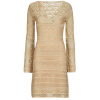 Guess Krátke šaty NELLIE VN LS DRESS Zlatá