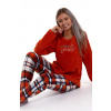 Ohnivě oranžové teplé dámské pyžamo kárované, All the way sparkle 1Z1352 oranžová 4XL + První výměna zboží zdarma.