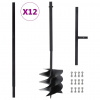 vidaXL Vrták do zeme s rukoväťou 250 mm predlžovacia trubica 12 m oceľ - 148561-97767