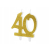 PartyDeco Tortová sviečka zlatá 40