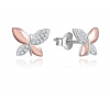 Beneto Stříbrné bicolor náušnice motýlci AGUP2614