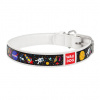 Kožený obojok WAUDOG NASA biely 12 mm/21-29 cm