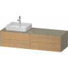 DURAVIT White Tulip závesná skrinka pod umývadlo na dosku (umývadlo vľavo), 4 zásuvky, 1600 x 550 x 408 mm, dub prírodný masív/kameňovo šedá vysoký lesk, WT4867LH5H20000
