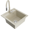 Mexen Vito žulový kuchynský drez s 1-komorou a kuchynskou batériou Savita, béžová - 6503-69-672601-69