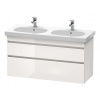 Duravit DuraStyle Umývadlová skrinka 61x115x45 cm, 2 zásuvky, lesklá biela DS648602222