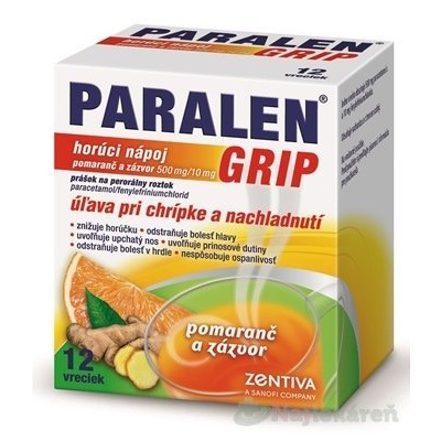 PARALEN GRIP horúci nápoj pomaranč a zázvor na chrípku a nachladnutie 12 ks