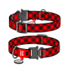 WAUDOG obojok nylonový Červená kocka QR fastex (33-49cm/2cm)