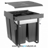 Smetný kôš GTV, šírka 600mm s uchytením čela - 3 nádoby (nádoby: 1x 34L + 2x 17L - antracit)