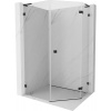 Mexen Lunar, L pravý výklopný päťuholníkový sprchový kút 80 x 90 cm, 8mm číre sklo, čierny profil, 831L-080P-090L-70-00-P
