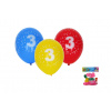 Wiky Balónek nafukovací 30cm - sada 5ks, s číslem 3