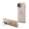 Guess PU Grained 4G Logo Stand Camera Frame zadný kryt pre iPhone 15 Pink