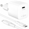 FIXED Mini GaN sada adaptéra s portom USB-C a kábla USB-C na USB-C - 20W - 1,2 m - biela FIXC20M2-CC-WH - možnosť vrátiť tovar ZADARMO do 30tich dní