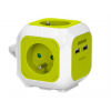 Predlžovací kábel 4G ORNO OR-AE-13144/L, 4x 230V, 2x USB nabíjací, prívod 1,4m, farba limetka
