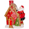 Dekorácia MagicHome Vianoce, Domček so santom na streche, LED, terakota, 2xAAA, 27x13x34 cm