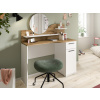 Toaletní stolík s guľatým zrkadlom Vanity, biely/dub artisan