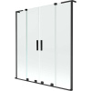 Mexen Velar L Duo, 2-krídlová posuvná vaňová zástena 150 x 150 cm, 8mm číre sklo, čierna matná, 896-150-003-02-70