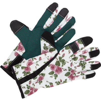 Záhradné rukavice s nopkami, kvetinový vzor, veľ. 8