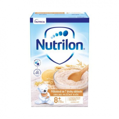 NUTRILON Obilno-mliečna kaša piškótová 225 g - Nutrilon obilno-mliečna piškótová so 7 druhmi obilnín 225 g