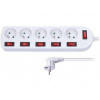 Predlžovací prívod 5z, 3m, 3 x 1mm2, biely, 6x vypínač b20 - SH-PP144