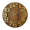 EFEKTNÉ DREVENÉ OKRÚHLE HNEDÉ ZLATÉ HODINY NA STENU JVD HT134.2 32 cm