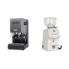 Gaggia Classic E24, grey + Ascaso H64, white
