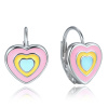 MINET Detské strieborné náušnice dúhové srdiečka JMAD0065SE00