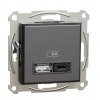 Asfora - 2x USB nabíjecí konektor A+C, 3A, 45W, antracit, EPH2700471 (Schneider Electric, Asfora, antracit)