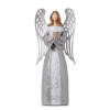 Anjel strieborný/bie led 25x15x55,5cm