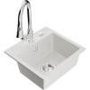 Mexen Milo, 1-komorový granitový drez 435x410x171 mm a drezová batéria Elia, biela, 6505-20-670101-00
