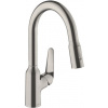 Hansgrohe 71801800 Focus M42 180 páková kuchynská batéria vyťah. sprška, 2jet, nerez 71801800