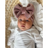 Detská čiapka / Turban s Mašľou, VELVET RUŽOVÁ