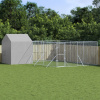 vidaXL Vonkajší koterec pre psov so strechou strieborný 6x6x2,5 m oceľ - Srieborná - 92519-46658