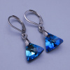 Náušnice Swarovski triangle12mm výber farieb Bermuda Blue ( modrá )