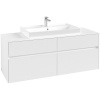 VILLEROY & BOCH Collaro závesná skrinka pod umývadlo na dosku (umývadlo v strede), 4 zásuvky, 1400 x 500 x 548 mm, White Matt, C08800MS