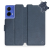 Kožené flip pouzdro Mobiwear - Motorola Moto G85 5G - Modré (Kožené knížkové pouzdro, obal, kryt na mobil Motorola Moto G85 5G, Modré, materiál Genuine Leather, ochrana 360°, stojánek, silikonová vani