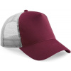 Beechfield | B640, 5 panelová Trucker šiltovka, červená Burgundy - sivá Light