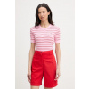 Tommy Hilfiger úpletové tričko dámske bavlnené WW0WW49613 ružová L