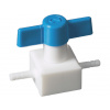 Dvojcestný uzatvárací ventil, z PTFE, biely, pre hadice s Ø 10 mm, autoklávovateľný
