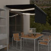 VidaXL Ručne rolovateľná markíza s LED závesom, 4,5 x 3 m, antracitová