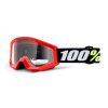 100-PERCENT, 100% OKULIARE STRATA MINI Goggle - Red - Clear Lens, 100% DETSKÉ (ČÍRE PLEXI)