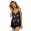Dámske pyžamo komplet Flowers KV-009 - DKaren XL černá s květy
