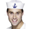 Čiapka námorník - PLAVČÍK - NAVY - biela s nášivkou, unisex