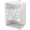 Mexen Kioto+, sprchová zástena Walk-In s poličkou a vešiakom 110 x 200 cm, 8mm číre sklo biely vzor, brúsená oceľ profil, 800-110-121-97-85