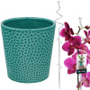 Obal na kvetináč tyrkysový 9,5 cm + opora na rastliny 58 cm sada