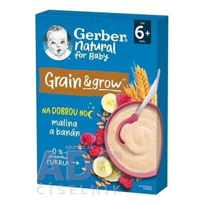 Nestlé Portugal Gerber Natural Mliečna KAŠA Pšenično-ovsená malina a banán (od ukonč. 6. mesiaca) 1x220 g