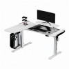 ULTRADESK Herní stůl WINGER - biely, 111x155x60 cm, 75-122 cm, elektricky nastaviteľná výška, RGB podsvícení, držák sluchátek i náp