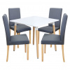 IDEA nábytok Jedálenský stôl UNO 80x80 biely + 4 stoličky PRIMA sivá/svetlé nohy